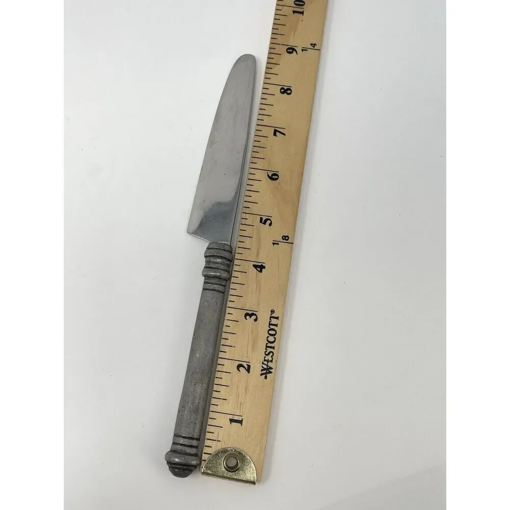 Pottery Barn 70% PEWTER Banded Handle & 18/8 Stainless Dinner Knife 8 7/8”